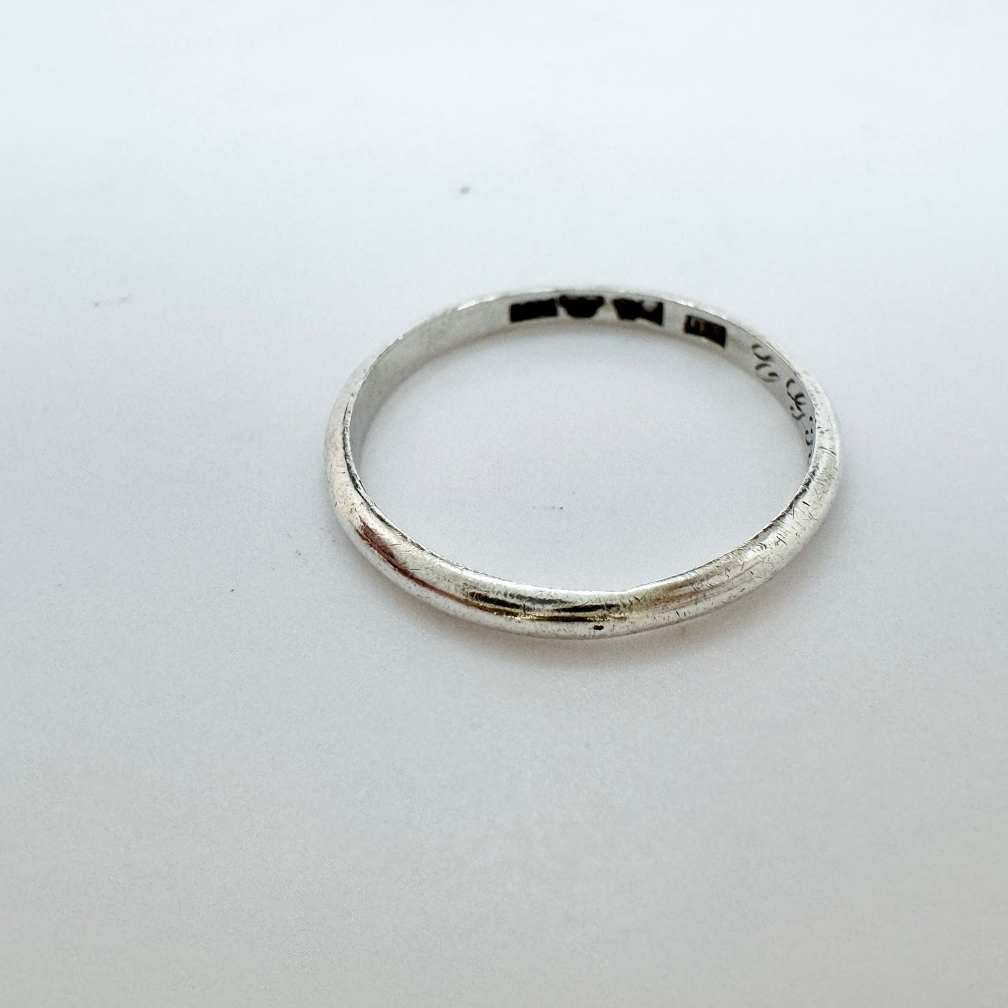 Sweden year 1919. Antique Silver Engagement Band Ring.