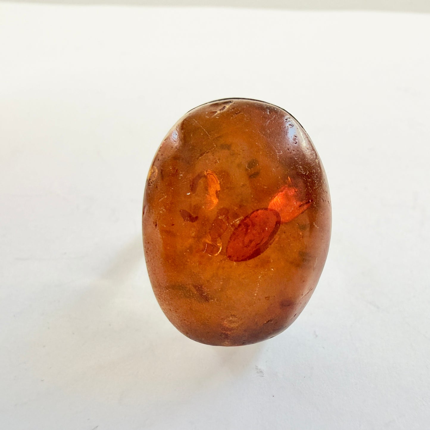 Einer Fehrn, Denmark c 1960s. Bold Vintage Sterling Silver Amber Ring