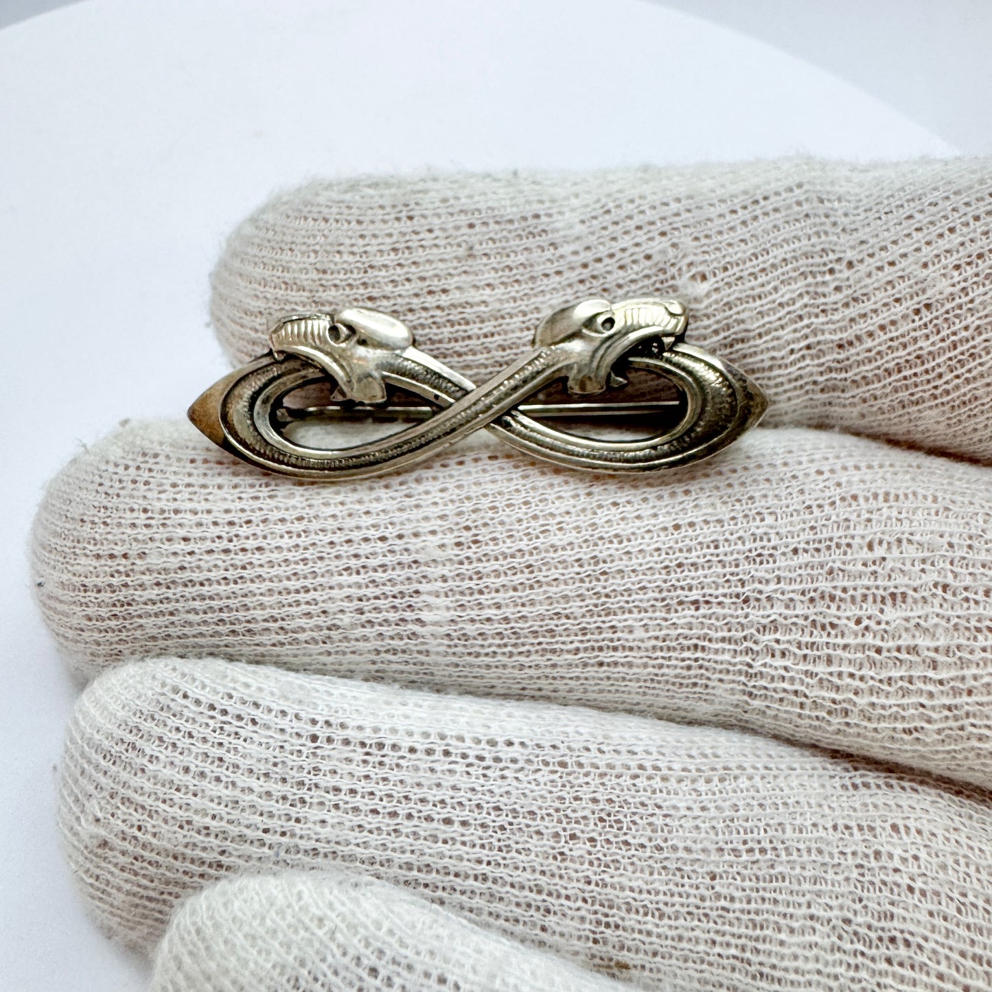 Norway early 1900s. Solid Silver Dragestil Brooch.