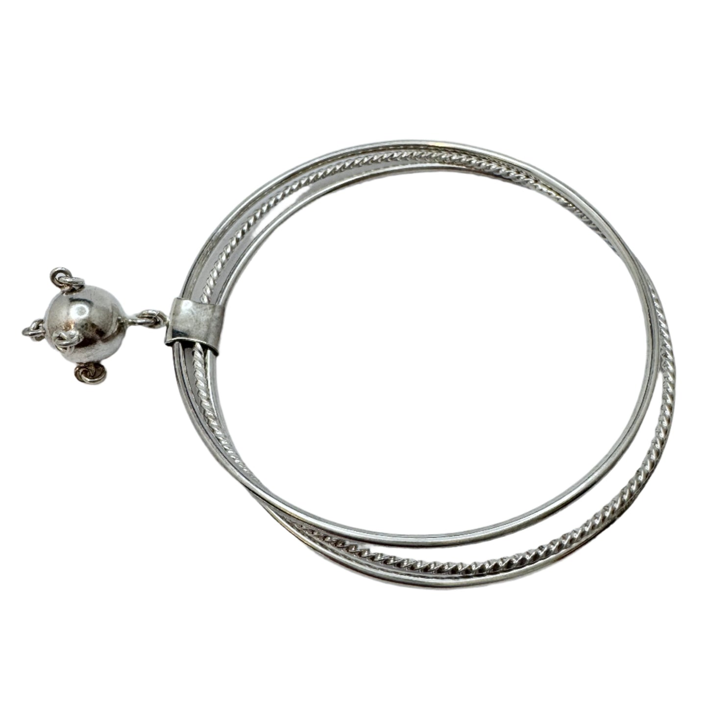 Juhls, Norway. Vintage Sterling Silver Bangle Stack Magic Ball Charm Bracelet