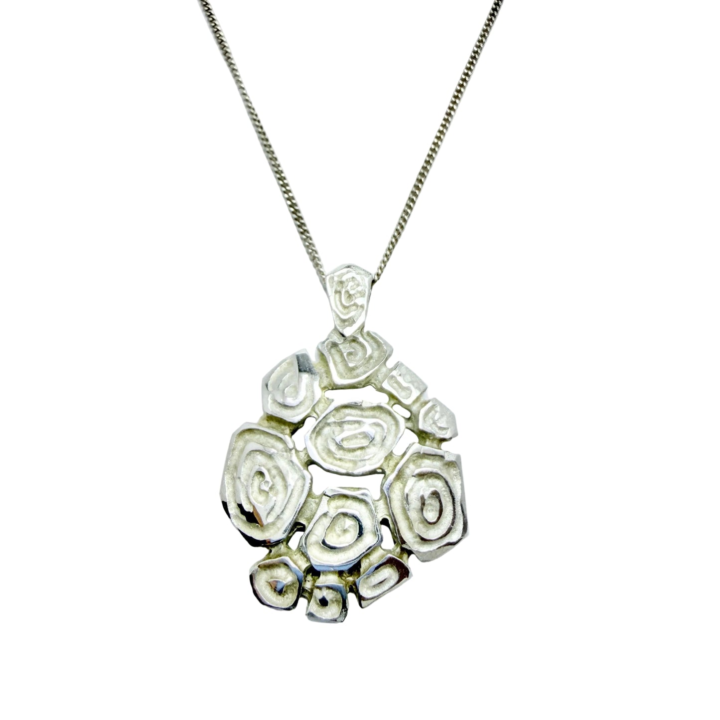 Finlandia Koru, Finland 1971. Vintage Solid Silver Pendant Necklace.