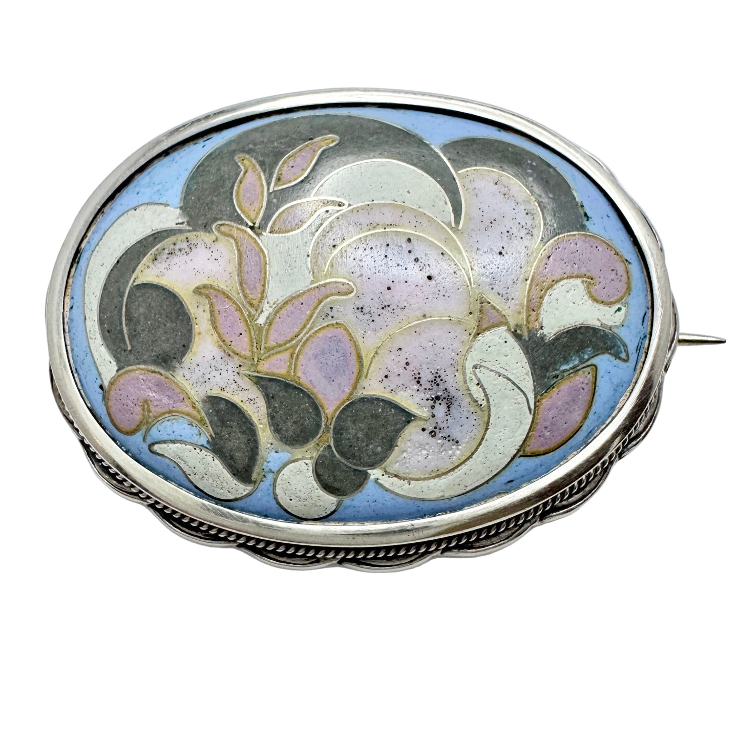 Hugo Lundstedt, Sweden 1921. Antique Arts & Crafts Silver Enamel Brooch