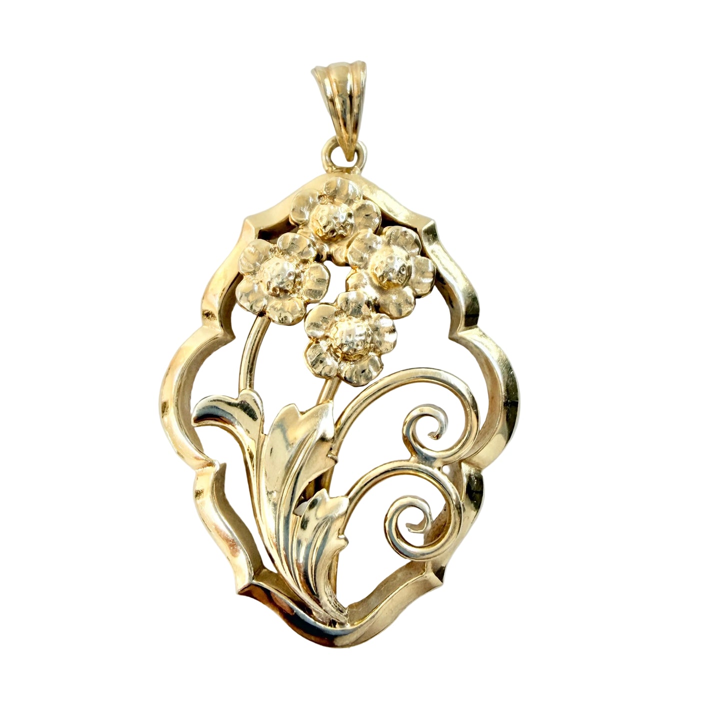 G Dahlgren, Sweden 1949. Vintage Gilt Solid Silver Flower Pendant
