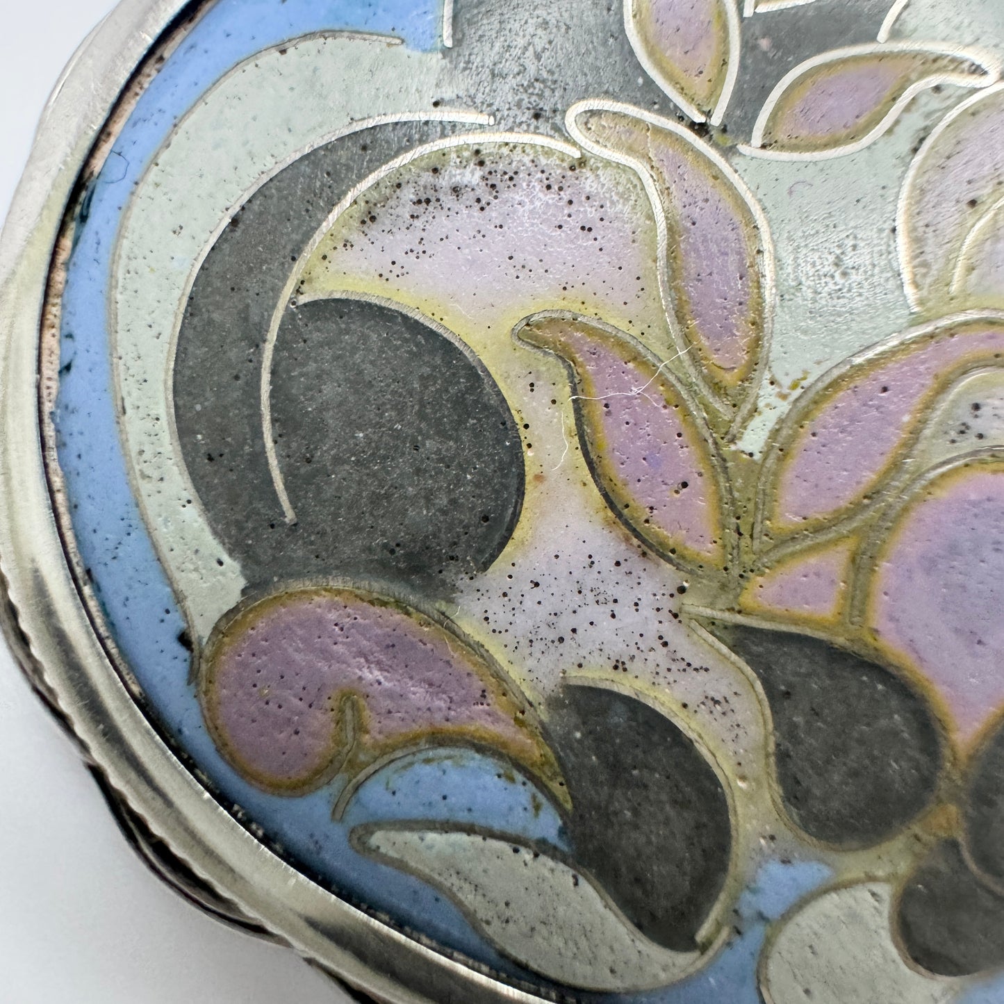 Hugo Lundstedt, Sweden 1921. Antique Arts & Crafts Silver Enamel Brooch