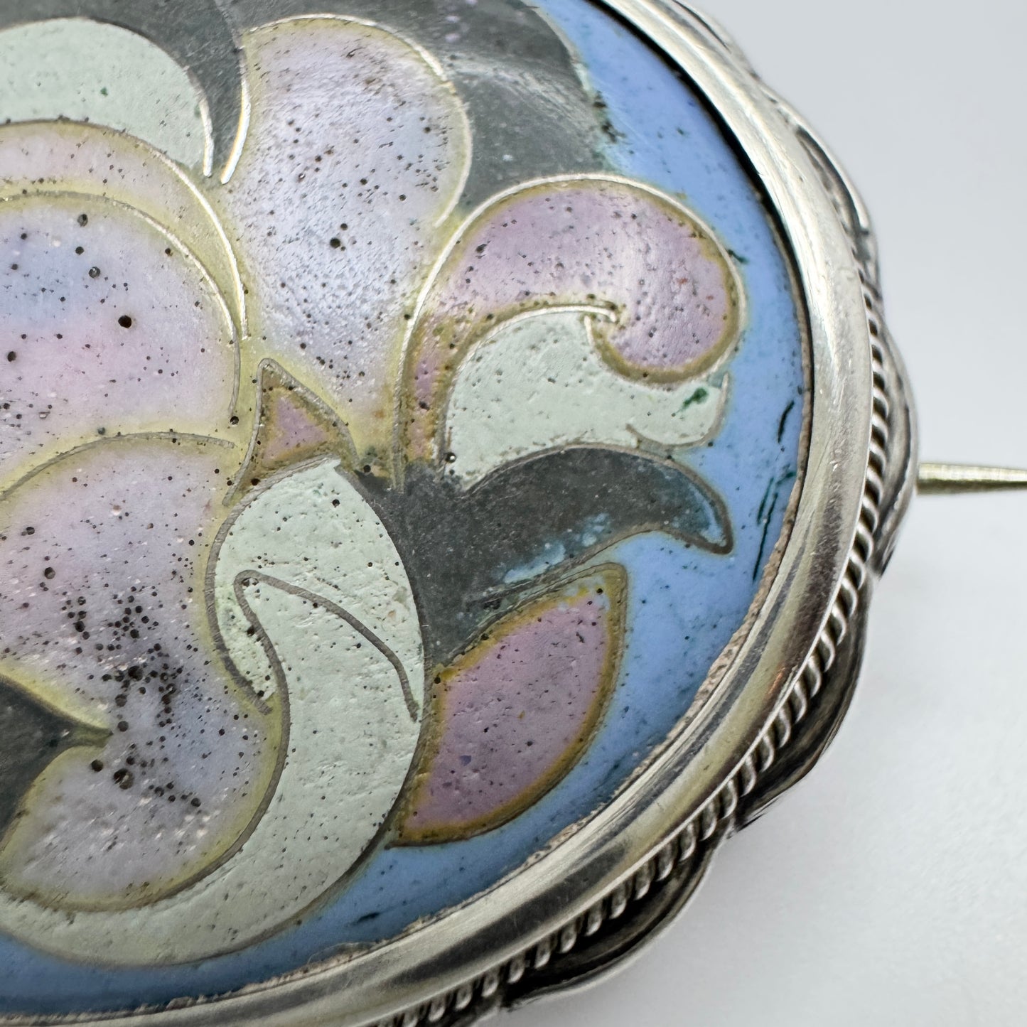 Hugo Lundstedt, Sweden 1921. Antique Arts & Crafts Silver Enamel Brooch