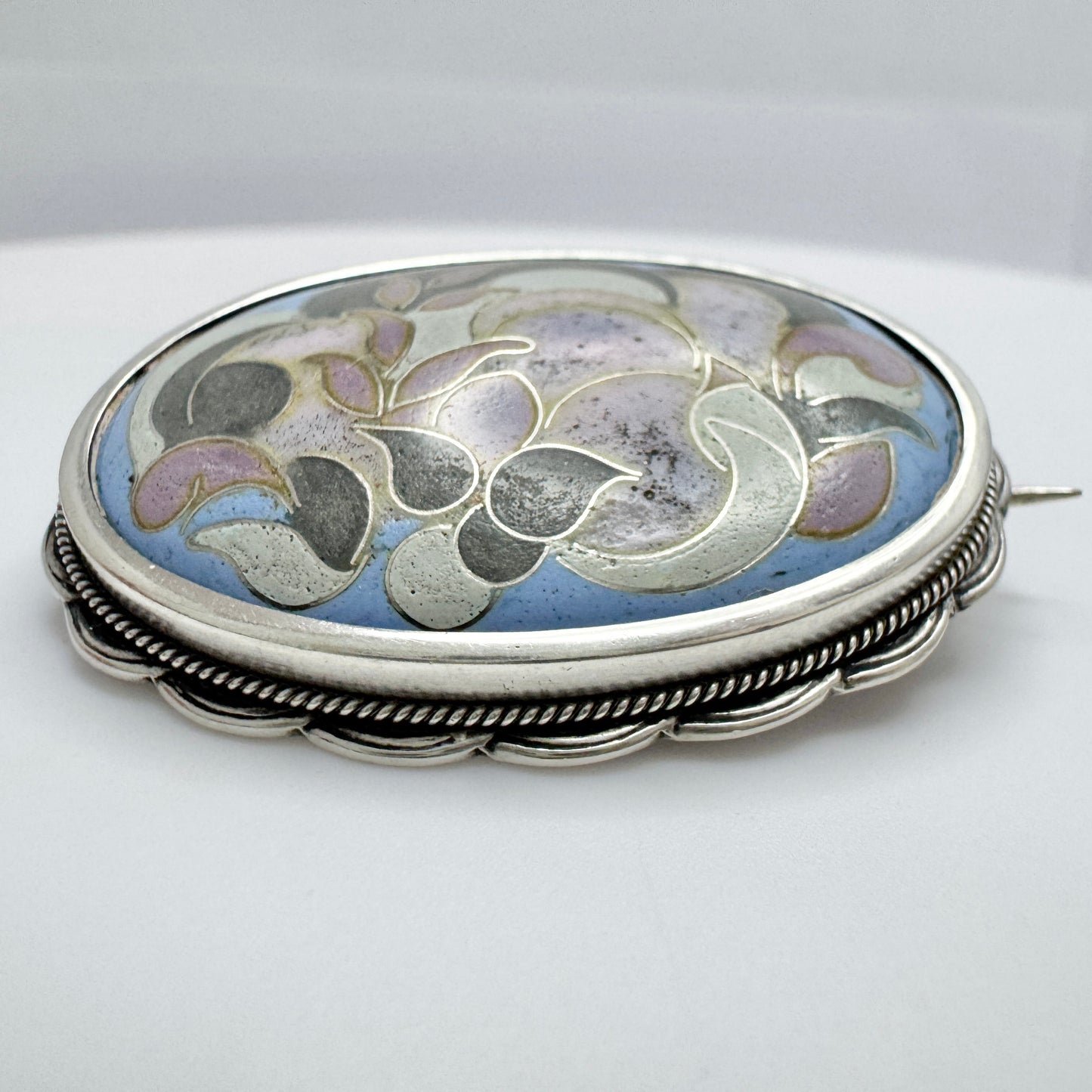 Hugo Lundstedt, Sweden 1921. Antique Arts & Crafts Silver Enamel Brooch