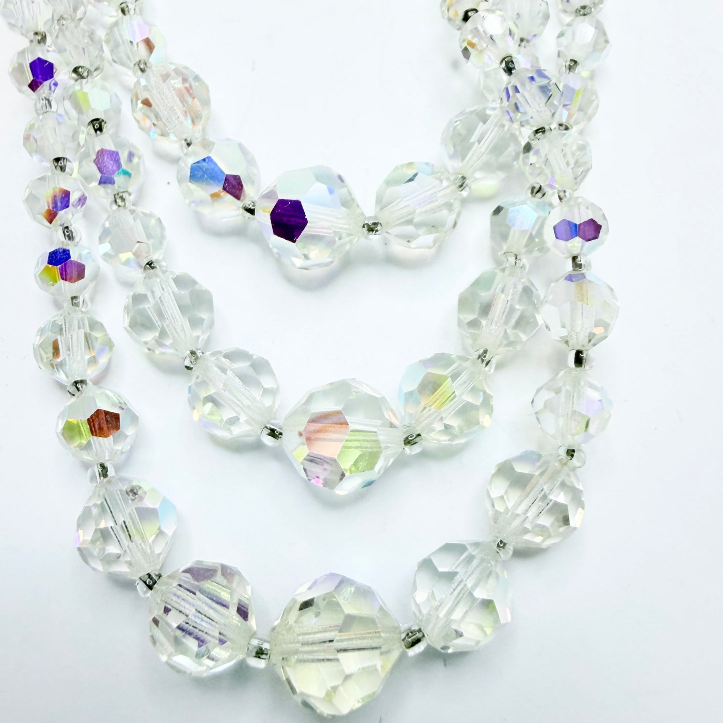 Vintage ca 1960s Aurora Borealis 3-strand Necklace.