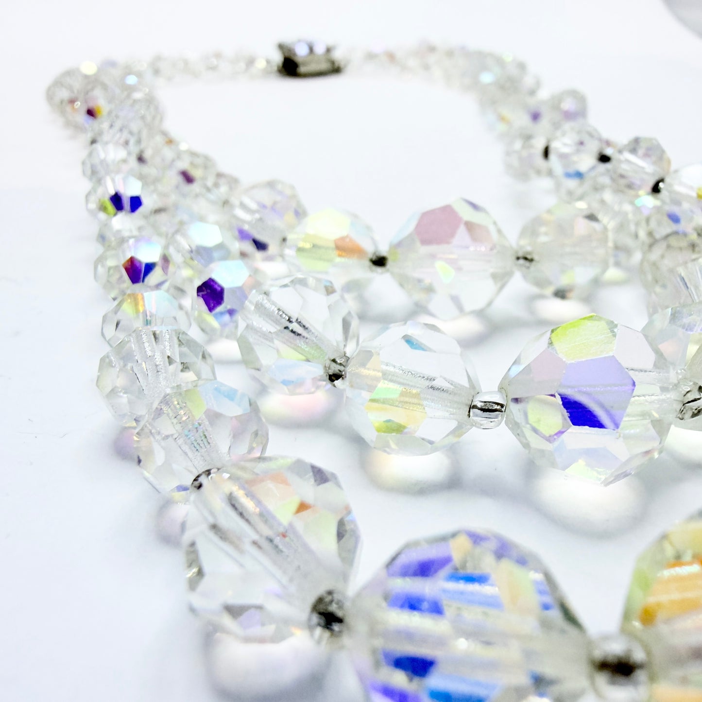 Vintage ca 1960s Aurora Borealis 3-strand Necklace.