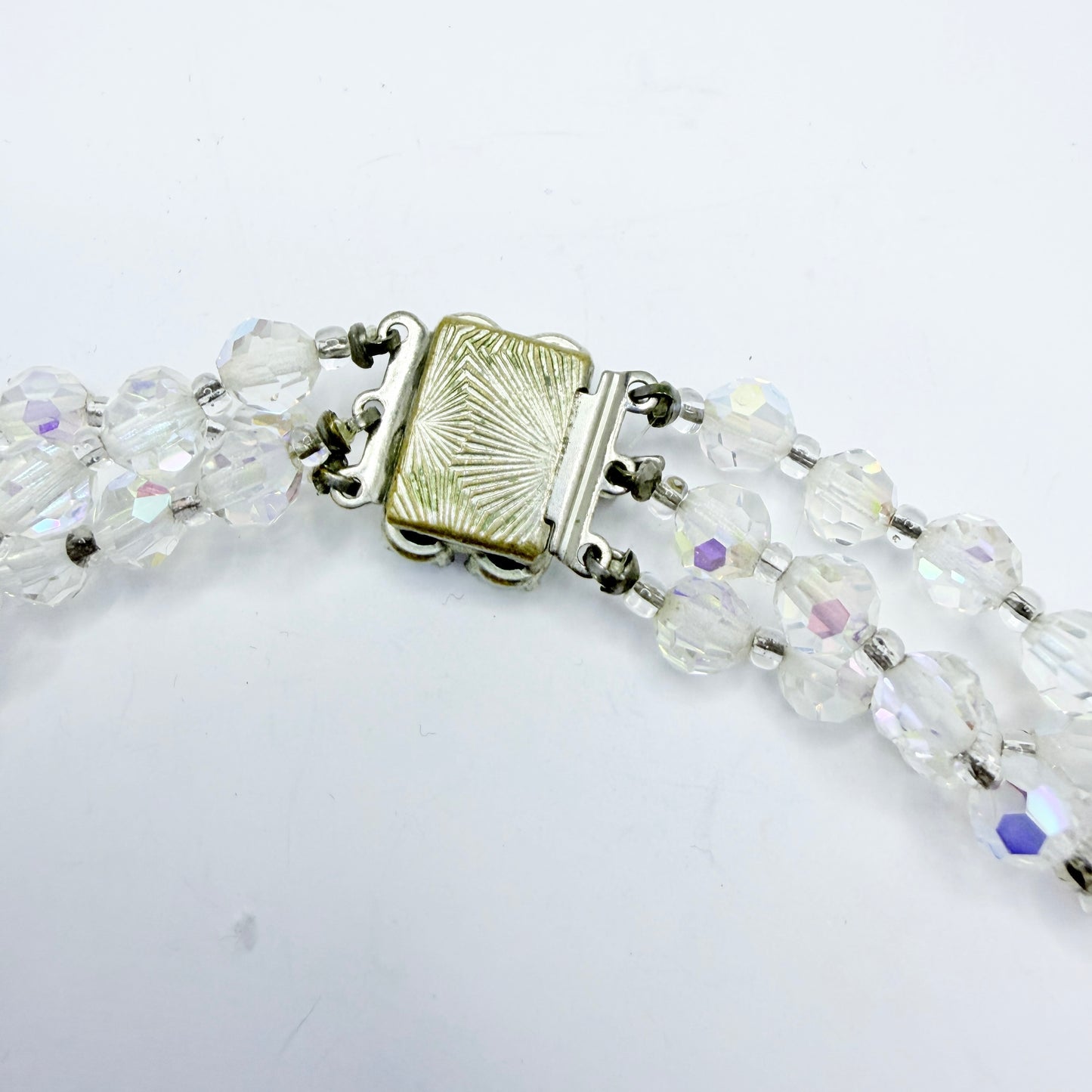 Vintage ca 1960s Aurora Borealis 3-strand Necklace.