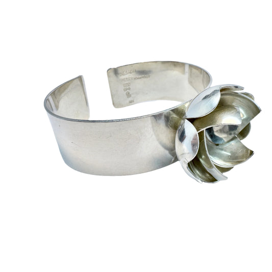 Peter Von Post, Sweden 1973. Bold Vintage Sterling Silver Cuff Bracelet. Signed