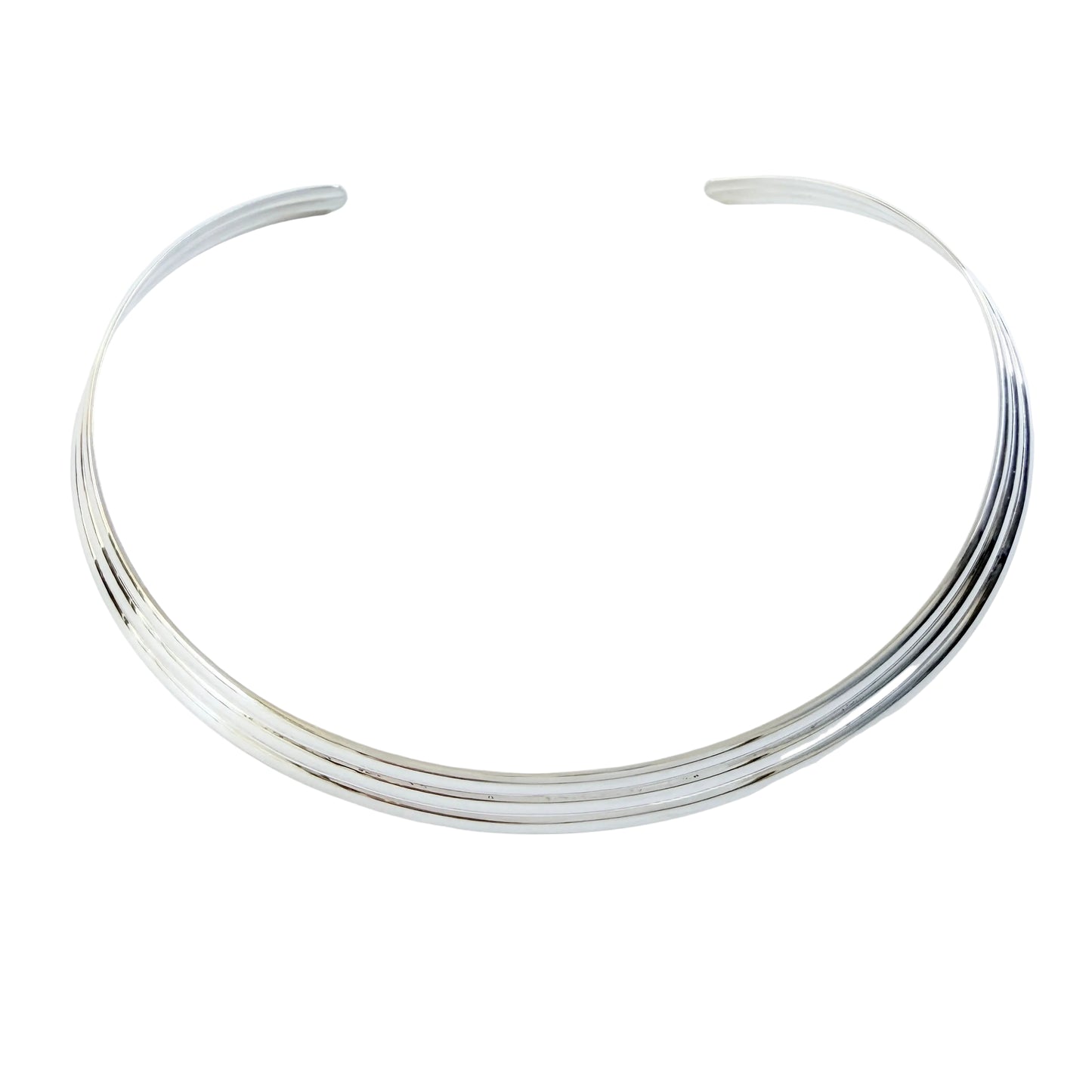Vintage Sterling Silver Torque Open Collar Necklace.
