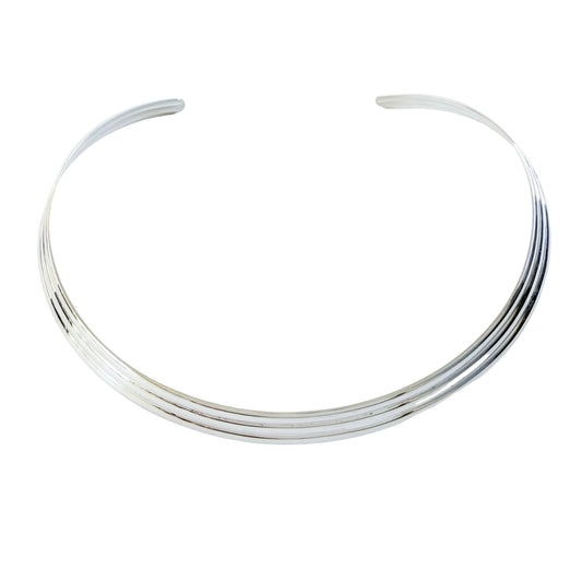 Vintage Sterling Silver Torque Open Collar Necklace.