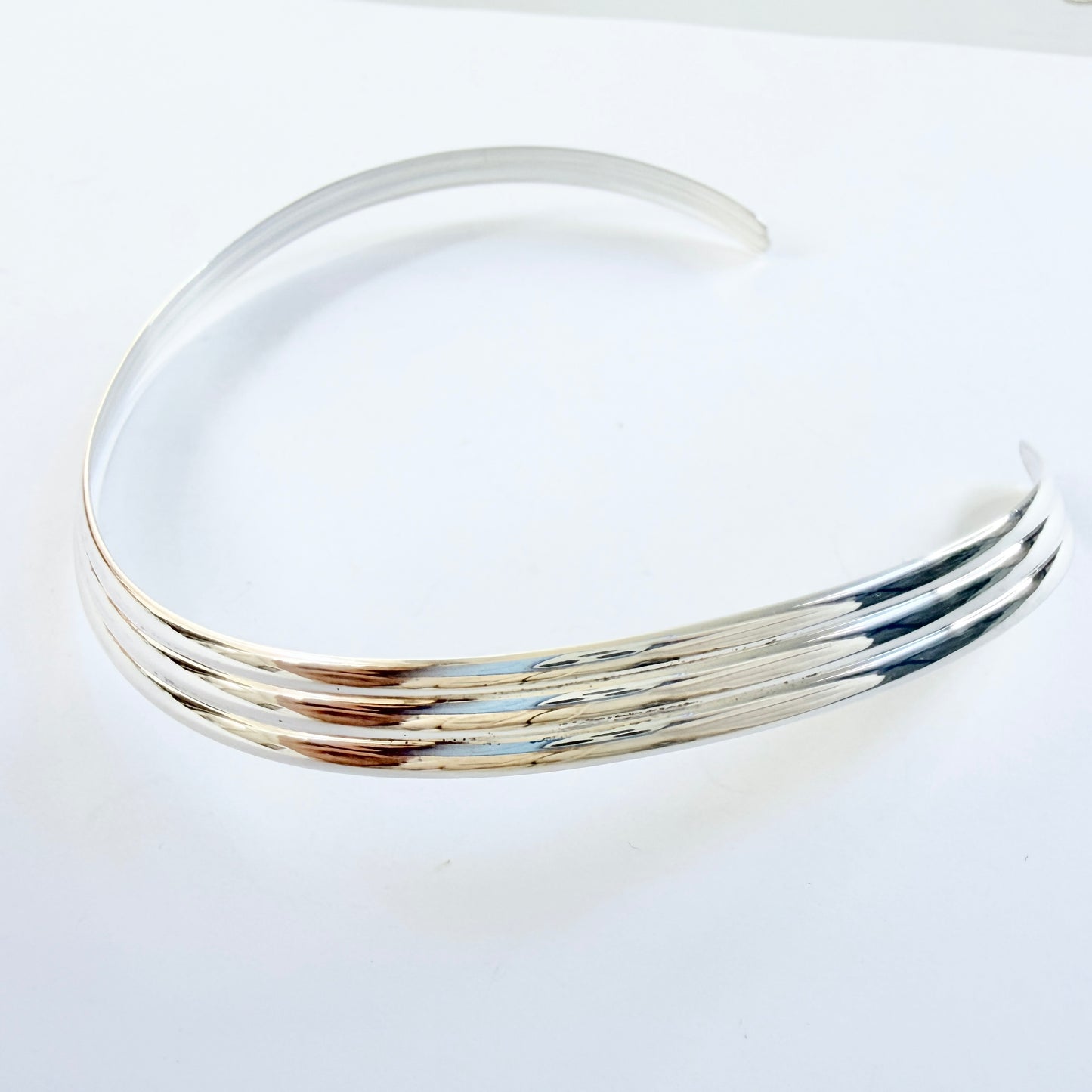Vintage Sterling Silver Torque Open Collar Necklace.