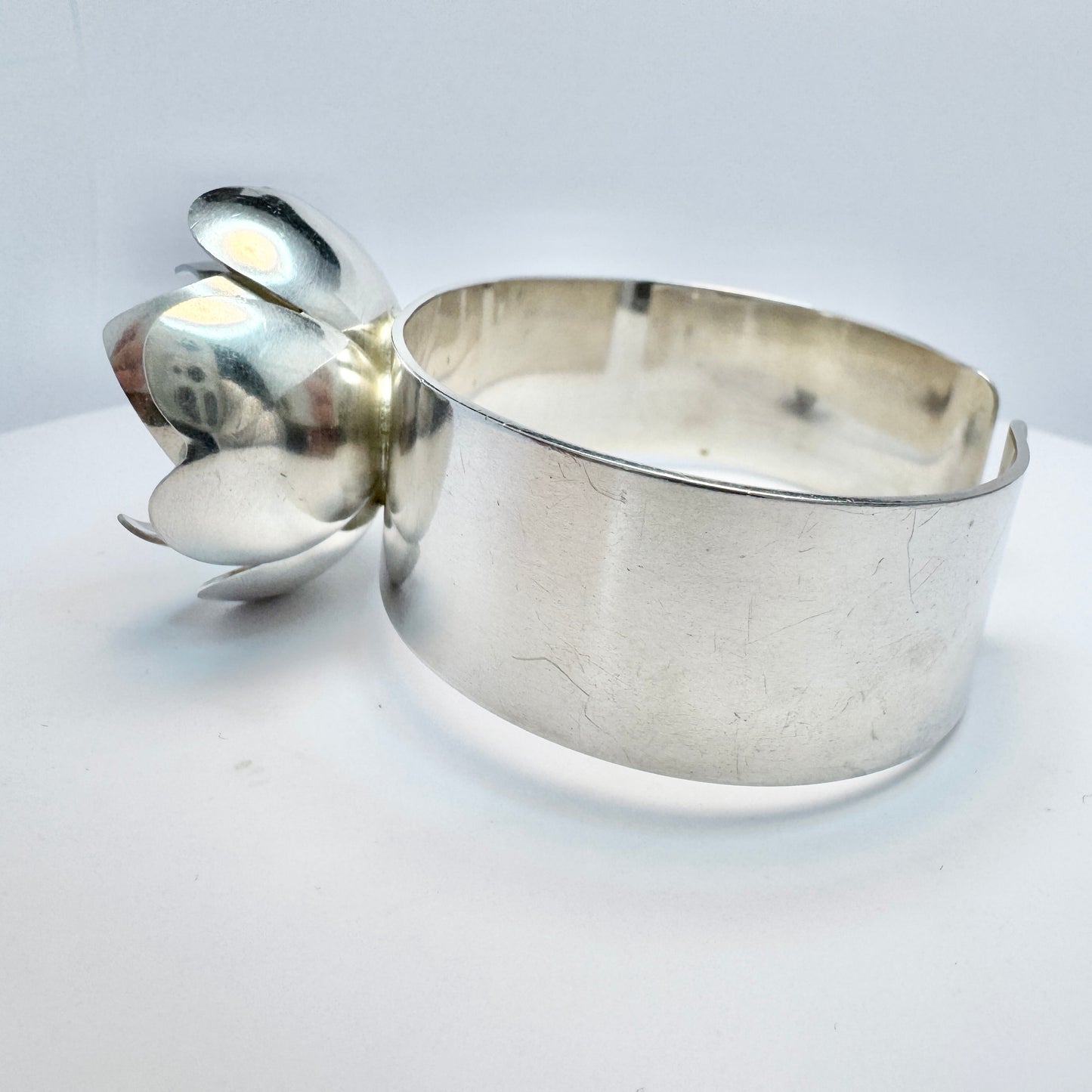 Peter Von Post, Sweden 1973. Bold Vintage Sterling Silver Cuff Bracelet. Signed