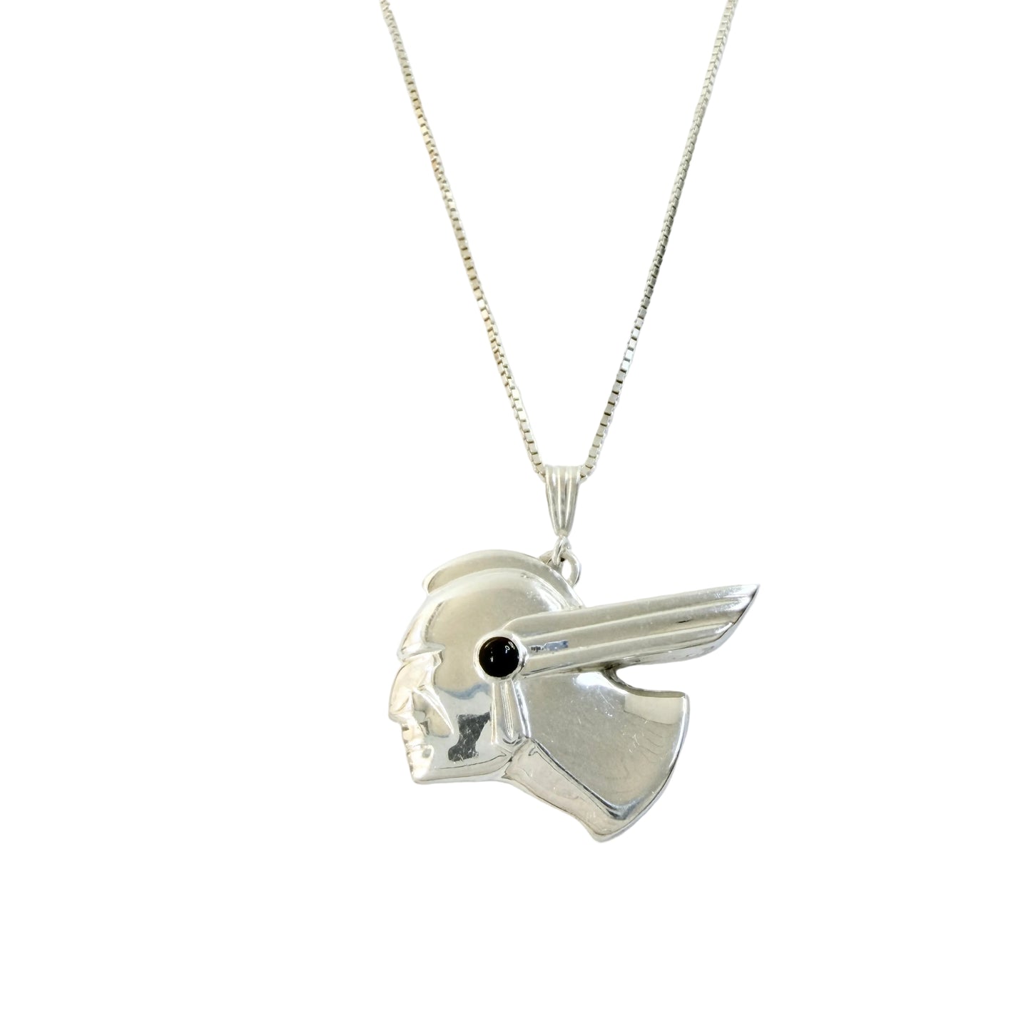Sterling Silver Onyx Pendant Necklace.
