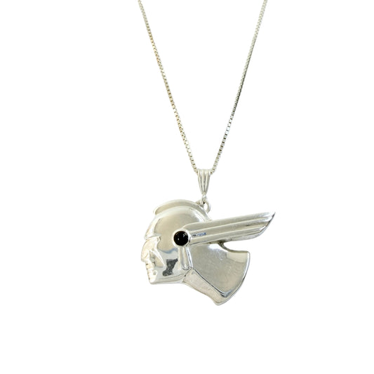 Sterling Silver Onyx Pendant Necklace.
