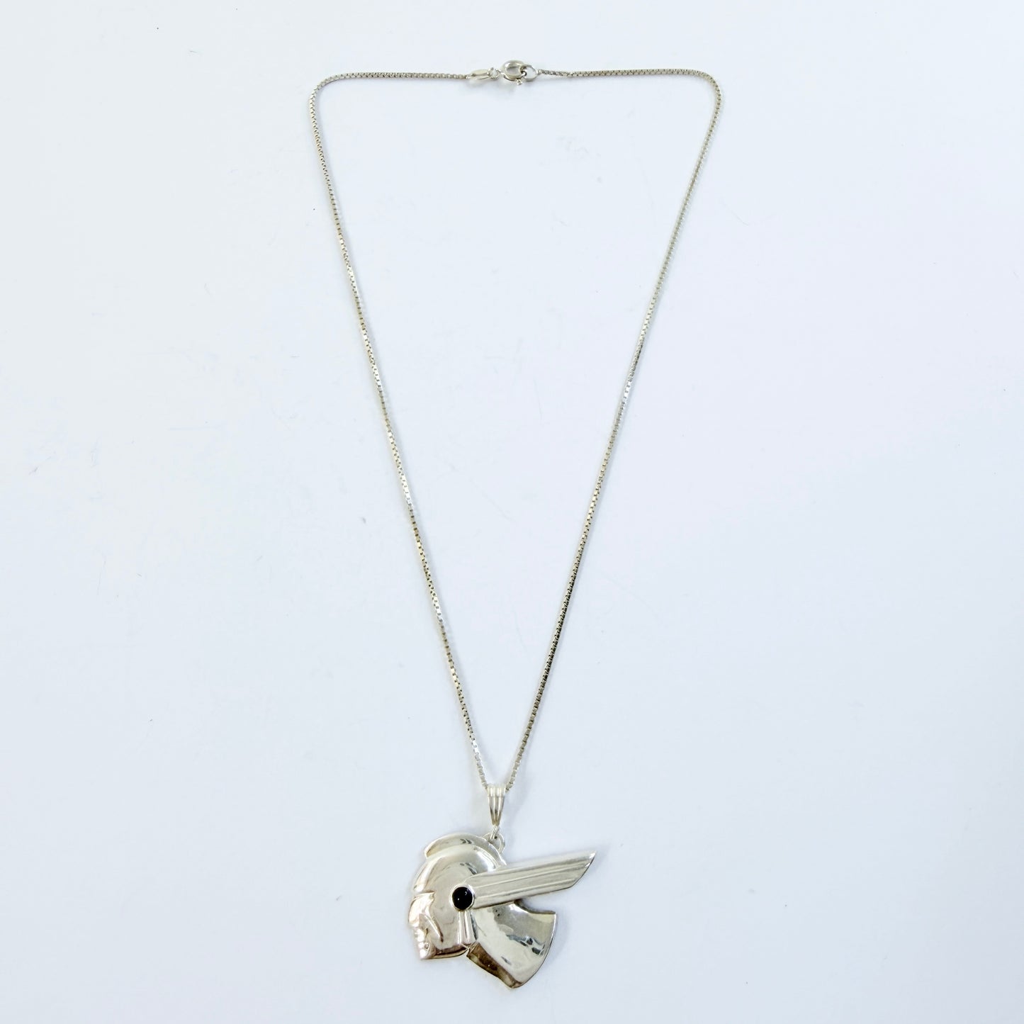 Sterling Silver Onyx Pendant Necklace.