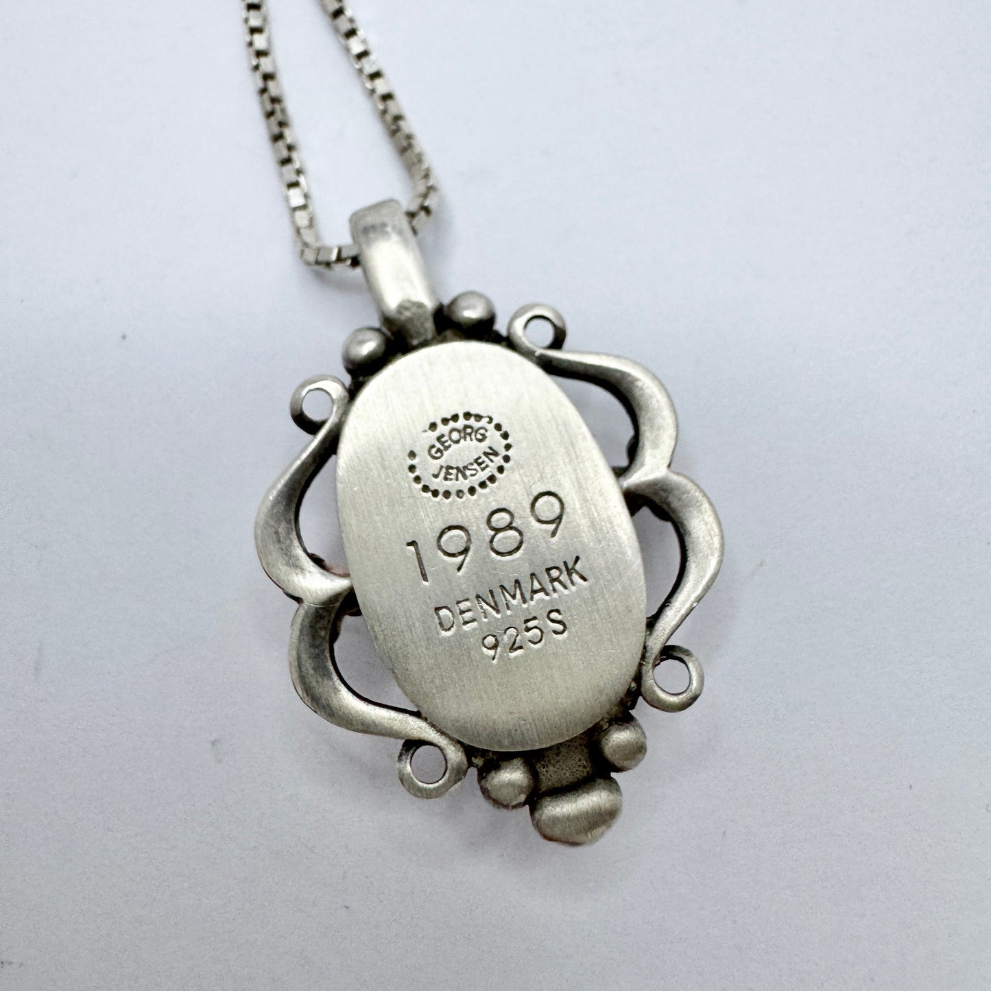 Georg Jensen. Denmark. Vintage Pendant of the Year 1989 Necklace.