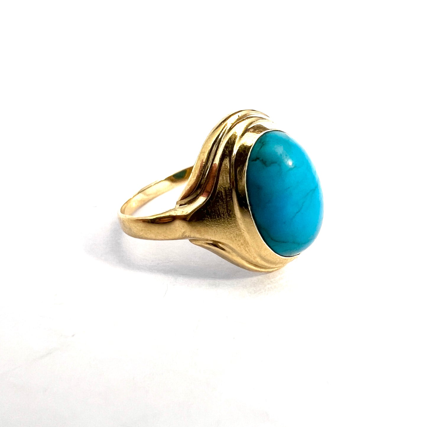 Sweden 1960s. Vintage 18k Gold Turquoise Ring.