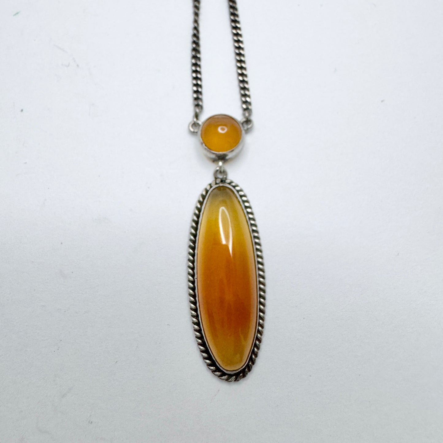 Early 1900s. Solid Silver Carnelian Pendant Necklace. Possibly Austria.