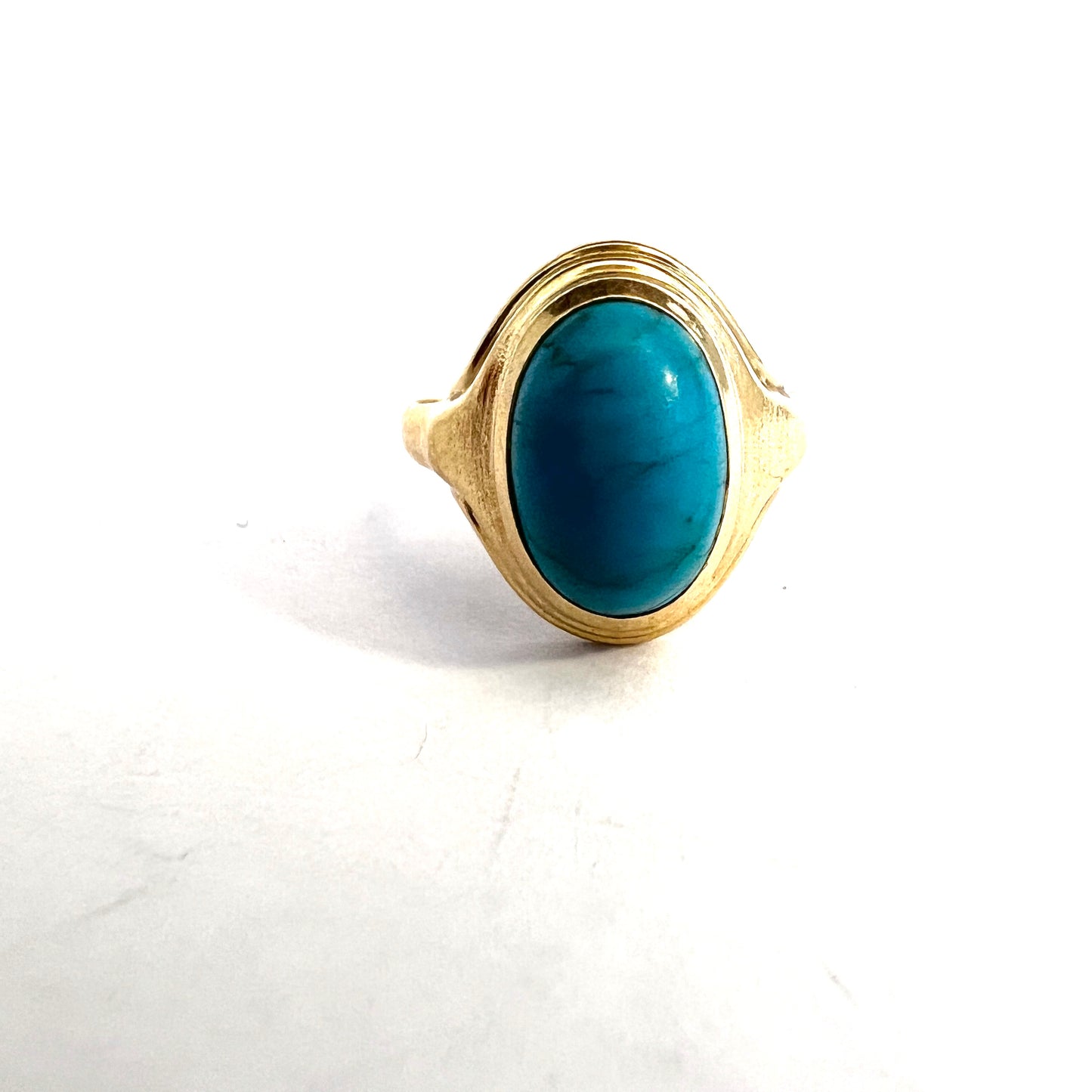 Sweden 1960s. Vintage 18k Gold Turquoise Ring.