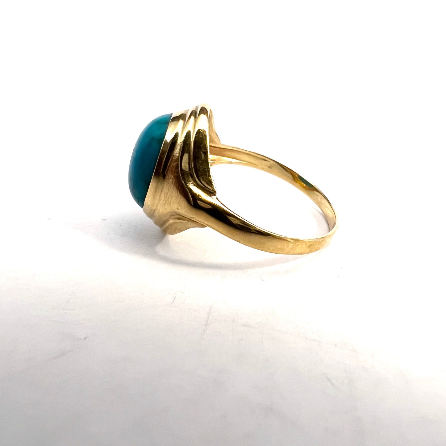 Sweden 1960s. Vintage 18k Gold Turquoise Ring.