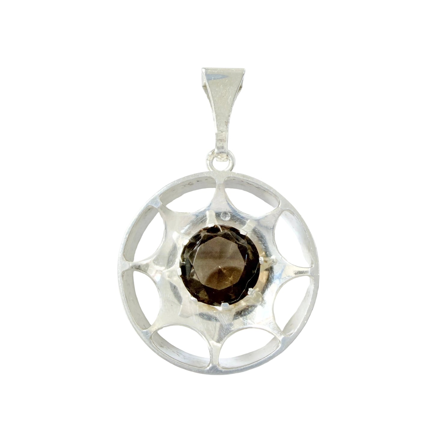 Salovaara, Finland ca 1970. Vintage Sterling Silver Smoky Quartz Pendant