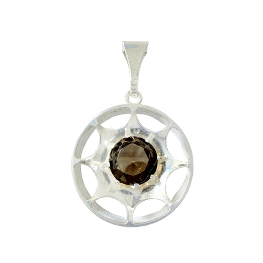 Salovaara, Finland ca 1970. Vintage Sterling Silver Smoky Quartz Pendant