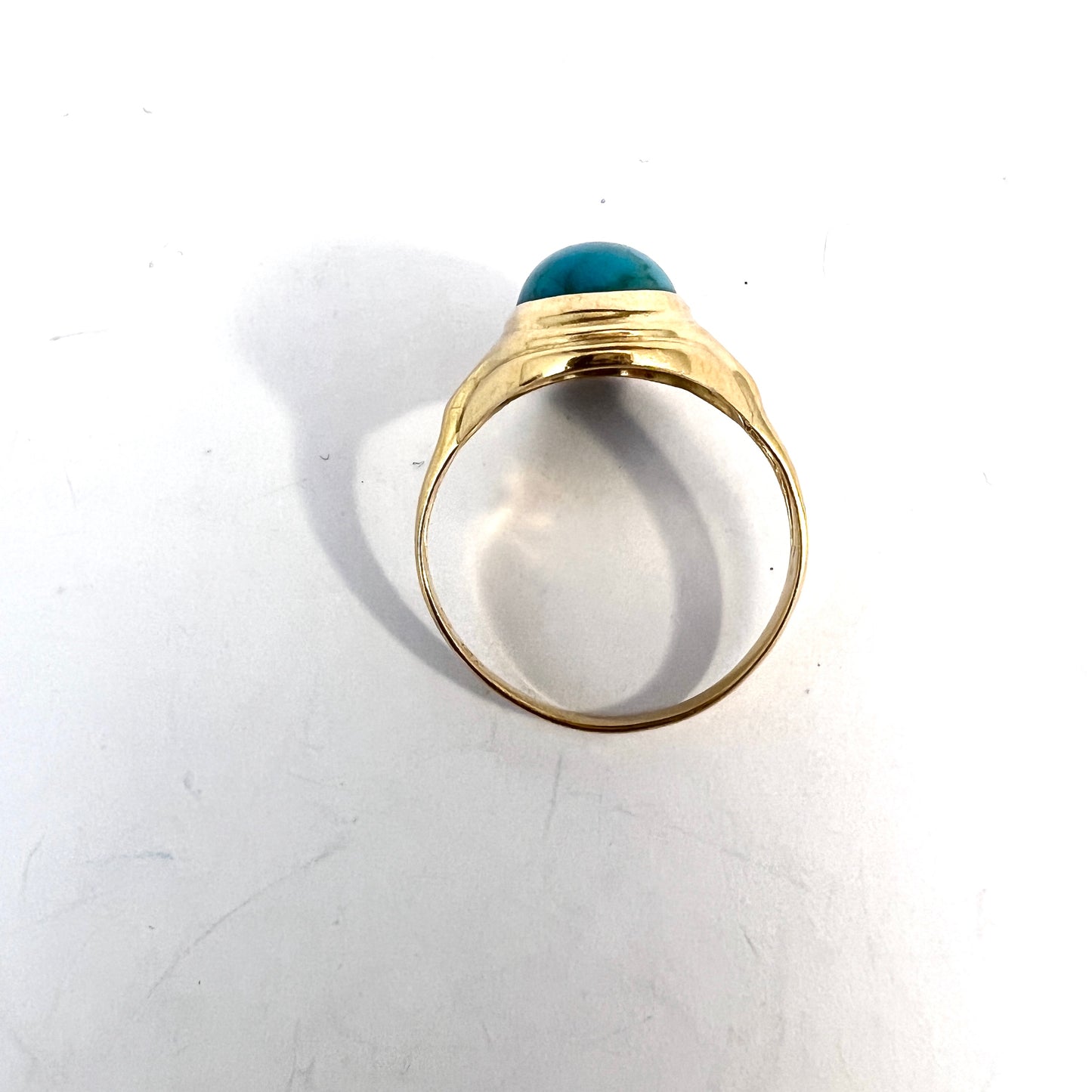 Sweden 1960s. Vintage 18k Gold Turquoise Ring.