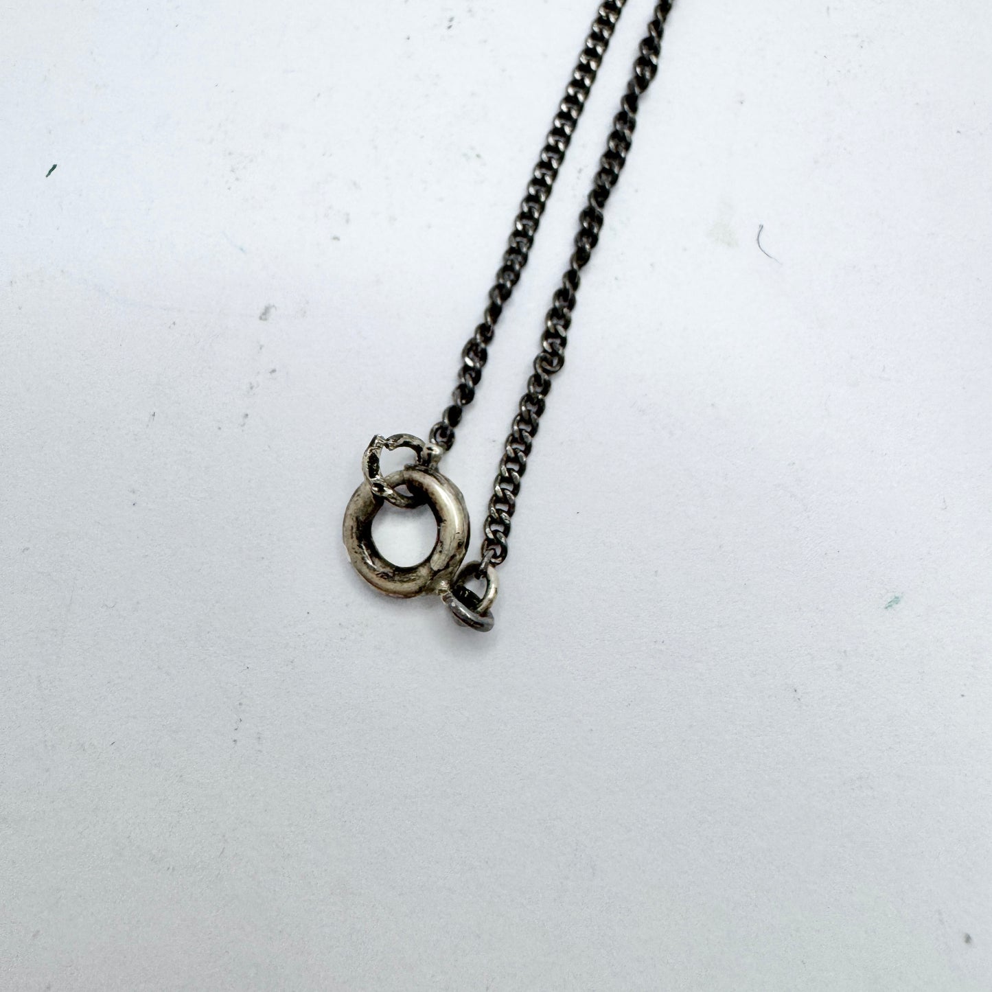 Early 1900s. Solid Silver Carnelian Pendant Necklace. Possibly Austria.