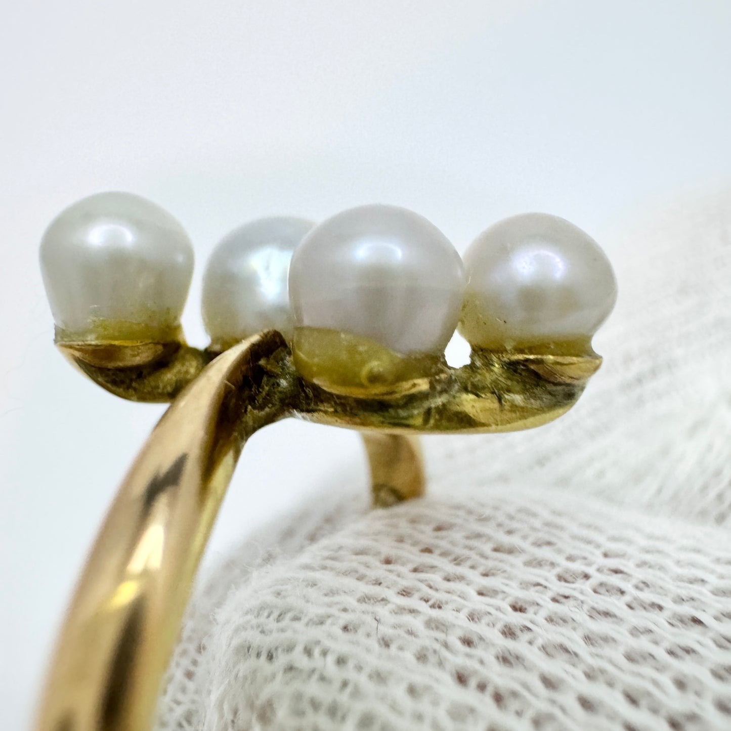 Charles Janson, Sweden 1921. Antique 18k Gold Pearl Ring.