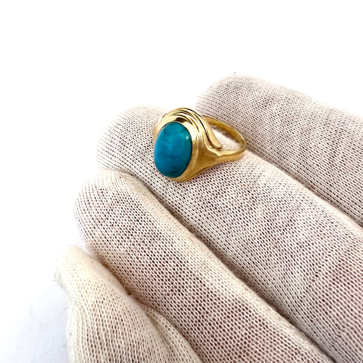 Sweden 1960s. Vintage 18k Gold Turquoise Ring.