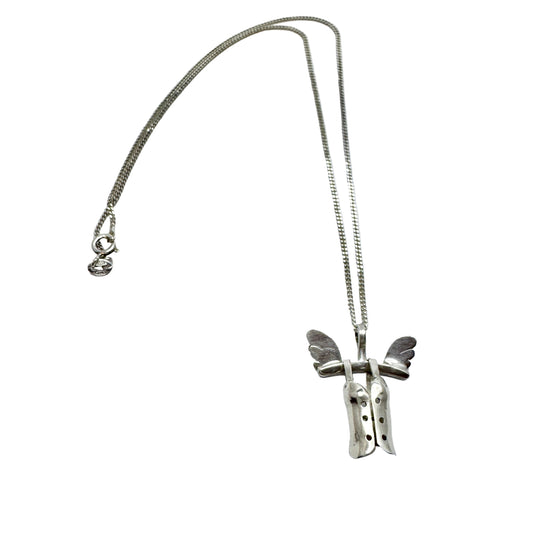 Karin Ferner, Sweden. Vintage Sterling Silver Angel Pendant Necklace. Signed.