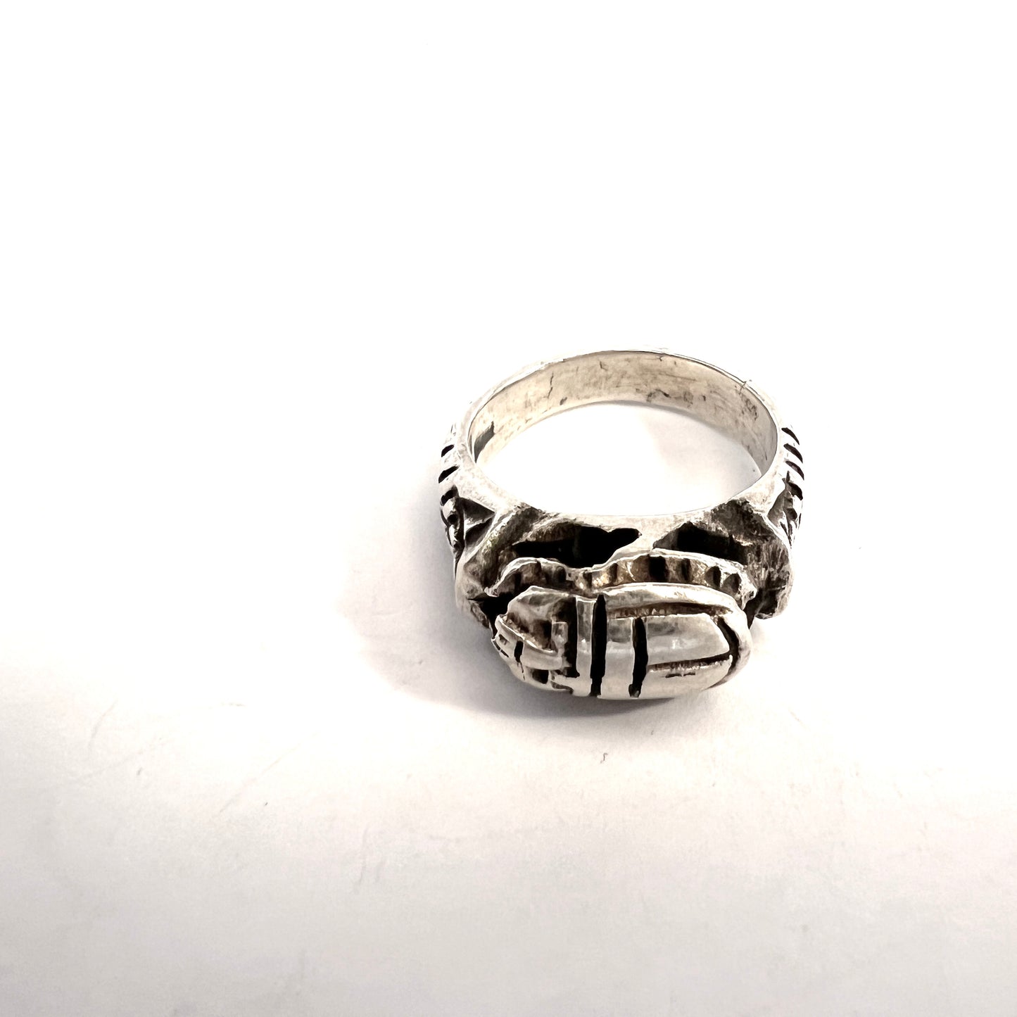 Egypt Vintage Sterling Silver Scarab Ring.