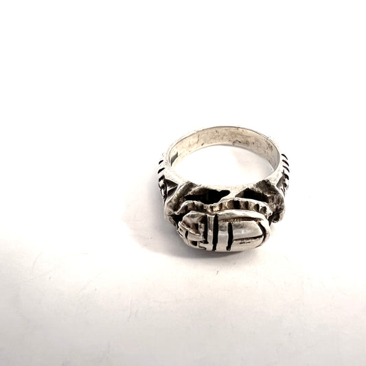 Egypt Vintage Sterling Silver Scarab Ring.