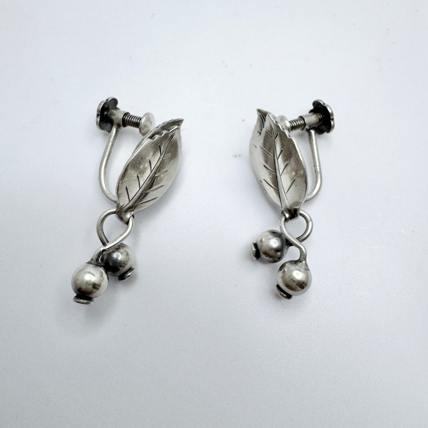 Gertrud Engel for Michelsen, Sweden 1952. Vintage Sterling Silver Earrings. Signed.
