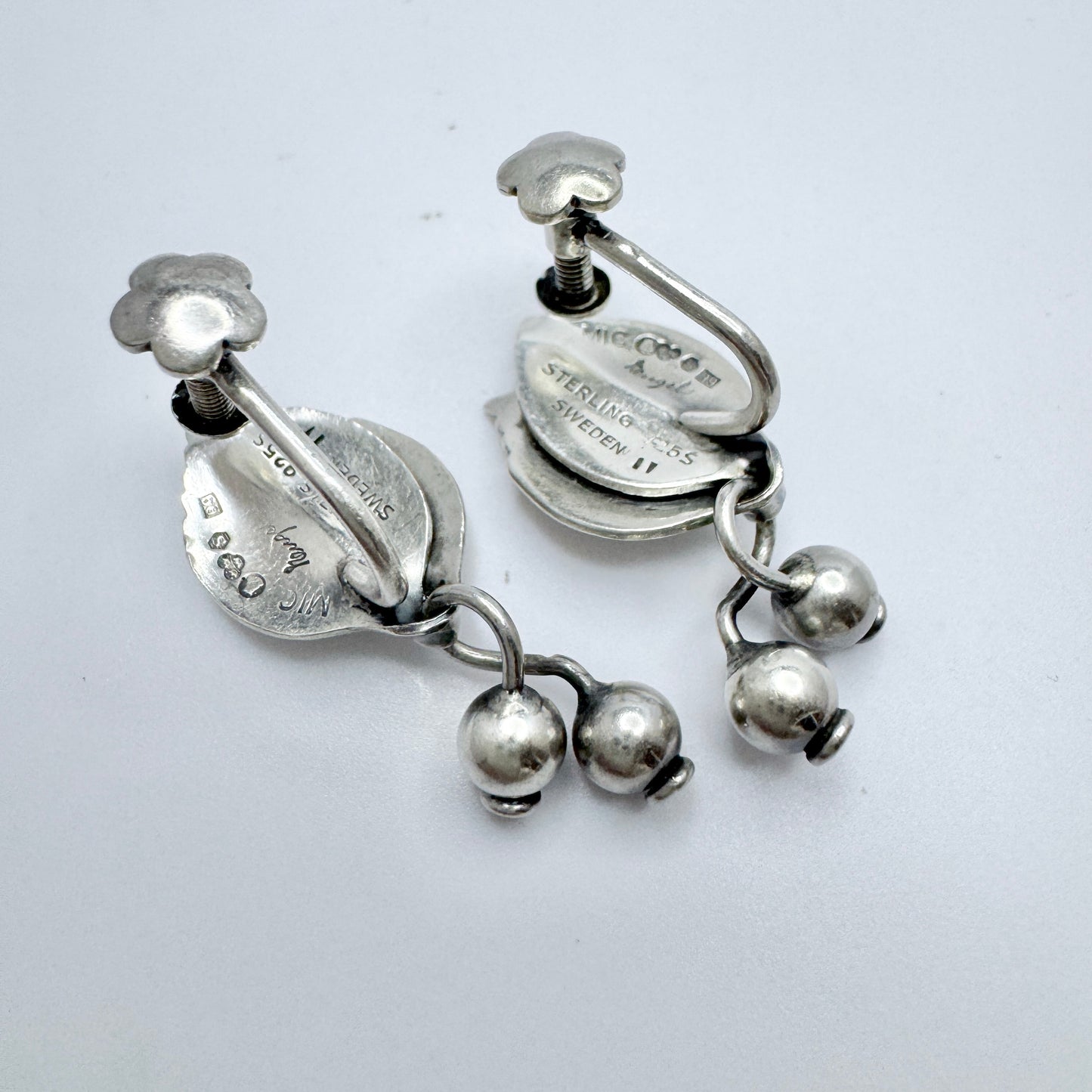 Gertrud Engel for Michelsen, Sweden 1952. Vintage Sterling Silver Earrings. Signed.