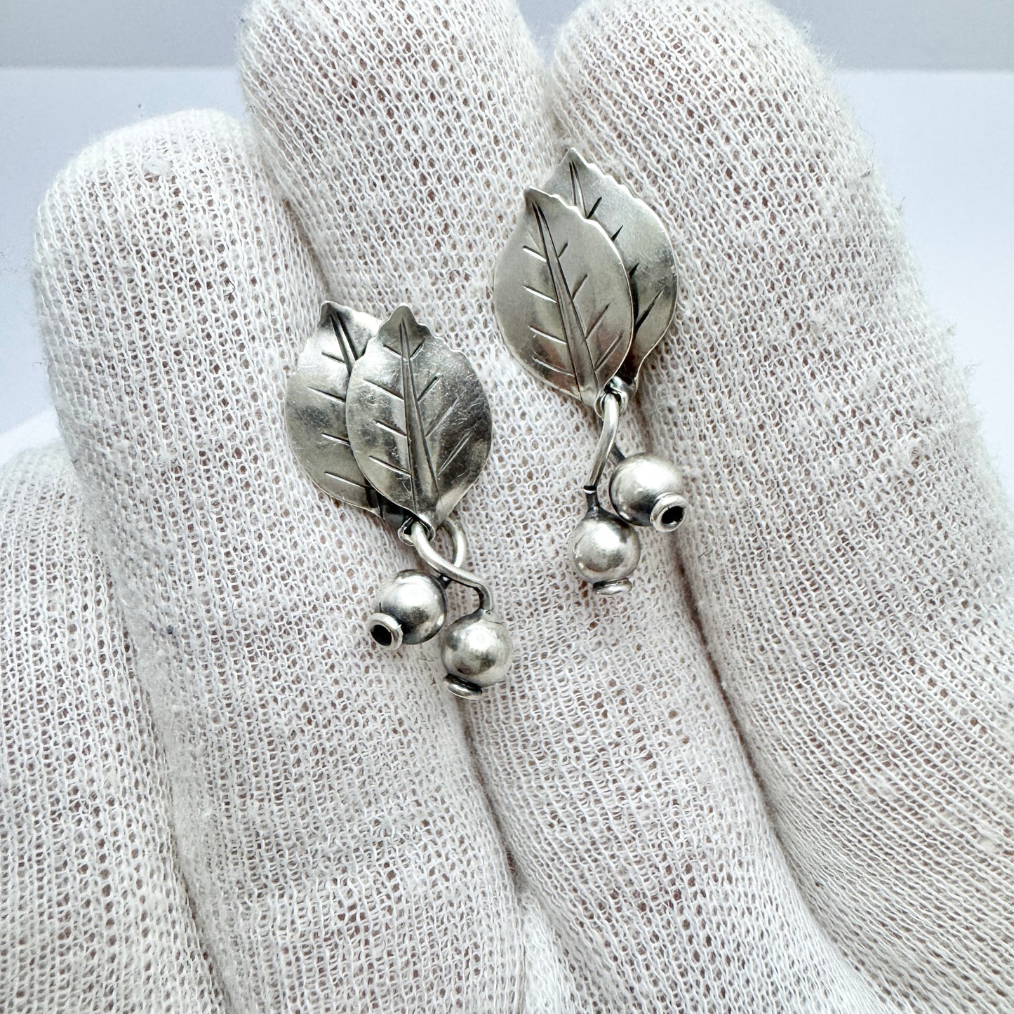 Gertrud Engel for Michelsen, Sweden 1952. Vintage Sterling Silver Earrings. Signed.