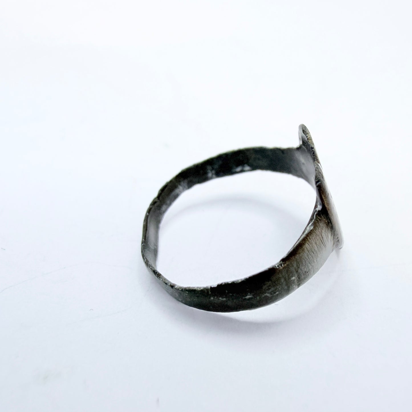 Antique 1700s (or earlier) Bronze Heart Love Ring.