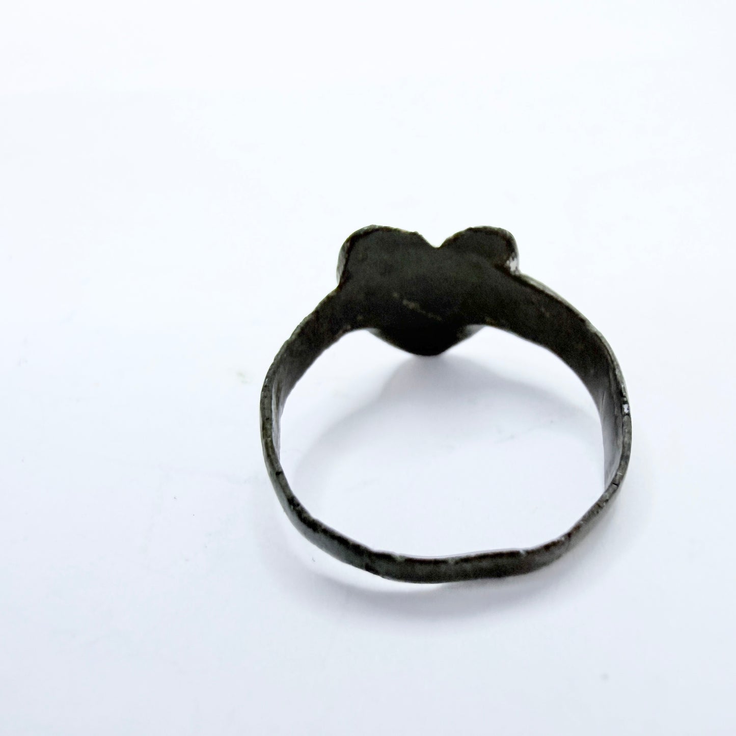 Antique 1700s (or earlier) Bronze Heart Love Ring.