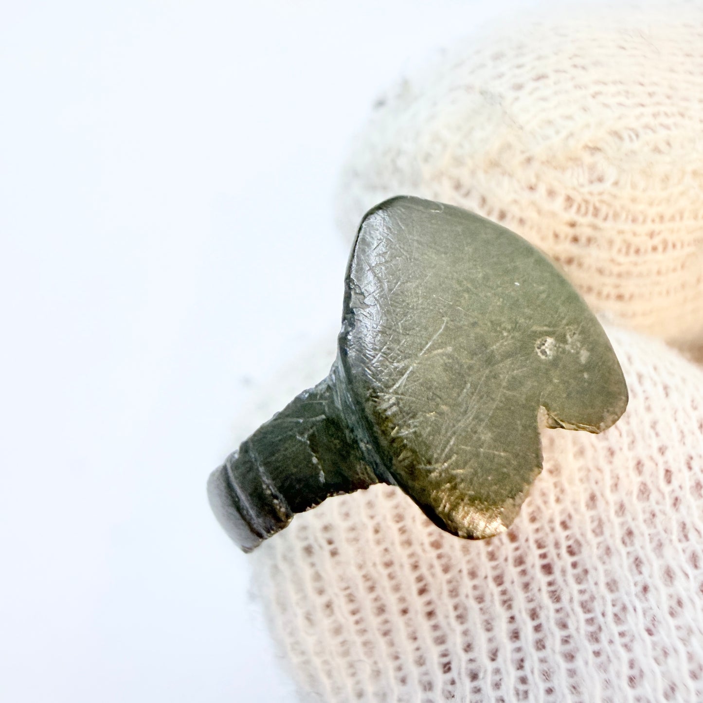 Antique 1700s (or earlier) Bronze Heart Love Ring.