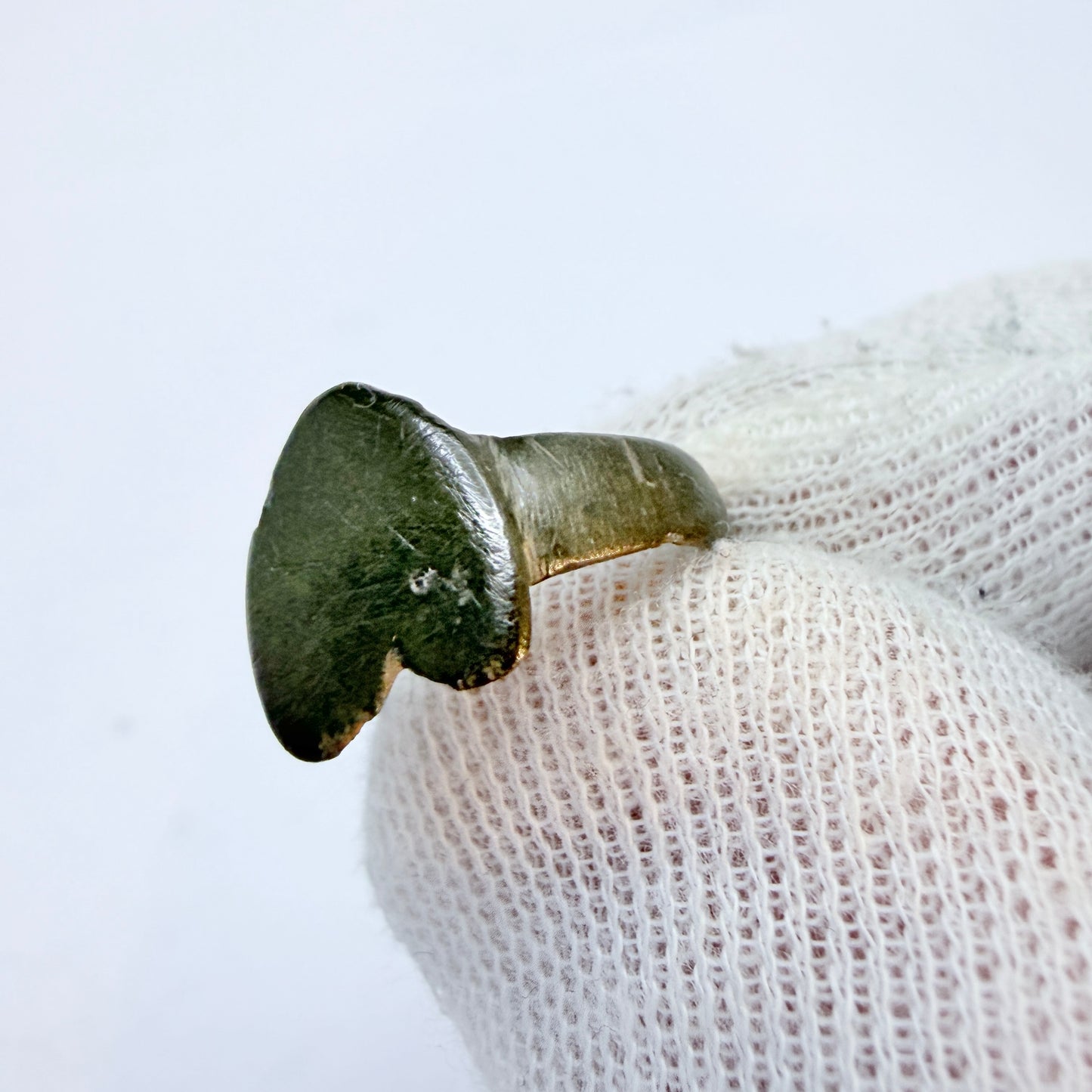 Antique 1700s (or earlier) Bronze Heart Love Ring.