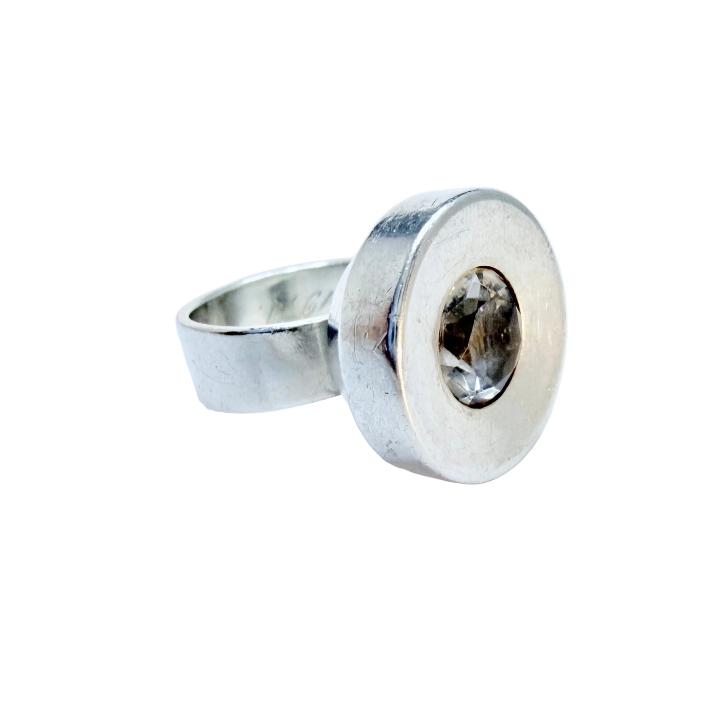 Elis Kauppi, Kupittaan Kulta Finland 1964. Vintage Solid Silver Rock Crystal Ring.