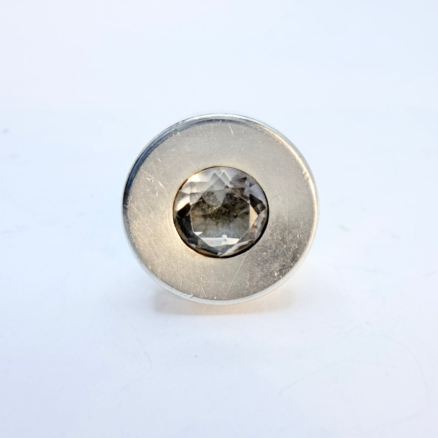 Elis Kauppi, Kupittaan Kulta Finland 1964. Vintage Solid Silver Rock Crystal Ring.