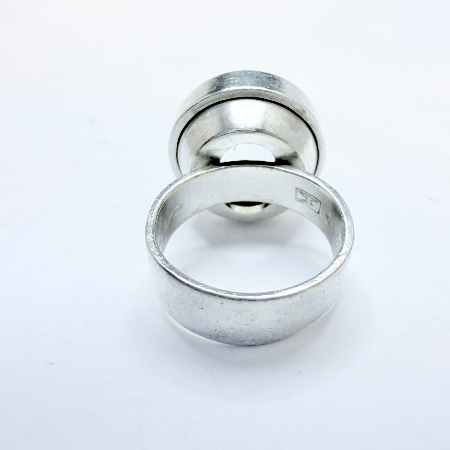 Elis Kauppi, Kupittaan Kulta Finland 1964. Vintage Solid Silver Rock Crystal Ring.