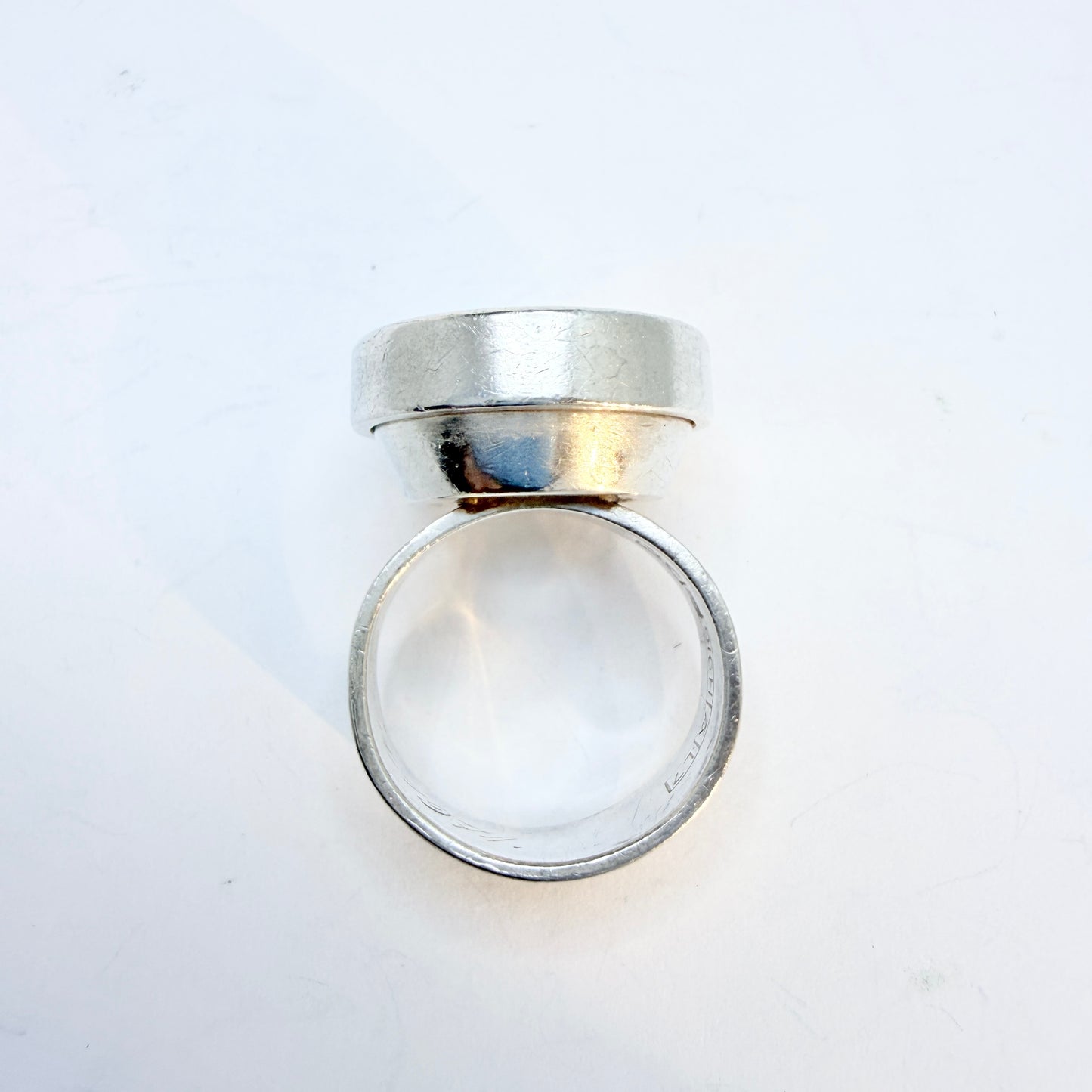 Elis Kauppi, Kupittaan Kulta Finland 1964. Vintage Solid Silver Rock Crystal Ring.