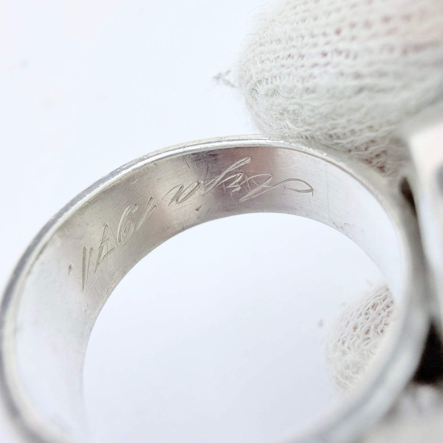 Elis Kauppi, Kupittaan Kulta Finland 1964. Vintage Solid Silver Rock Crystal Ring.