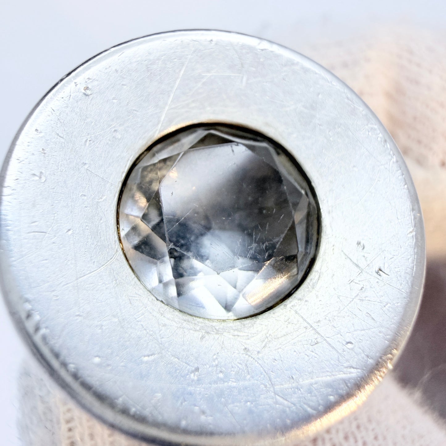Elis Kauppi, Kupittaan Kulta Finland 1964. Vintage Solid Silver Rock Crystal Ring.
