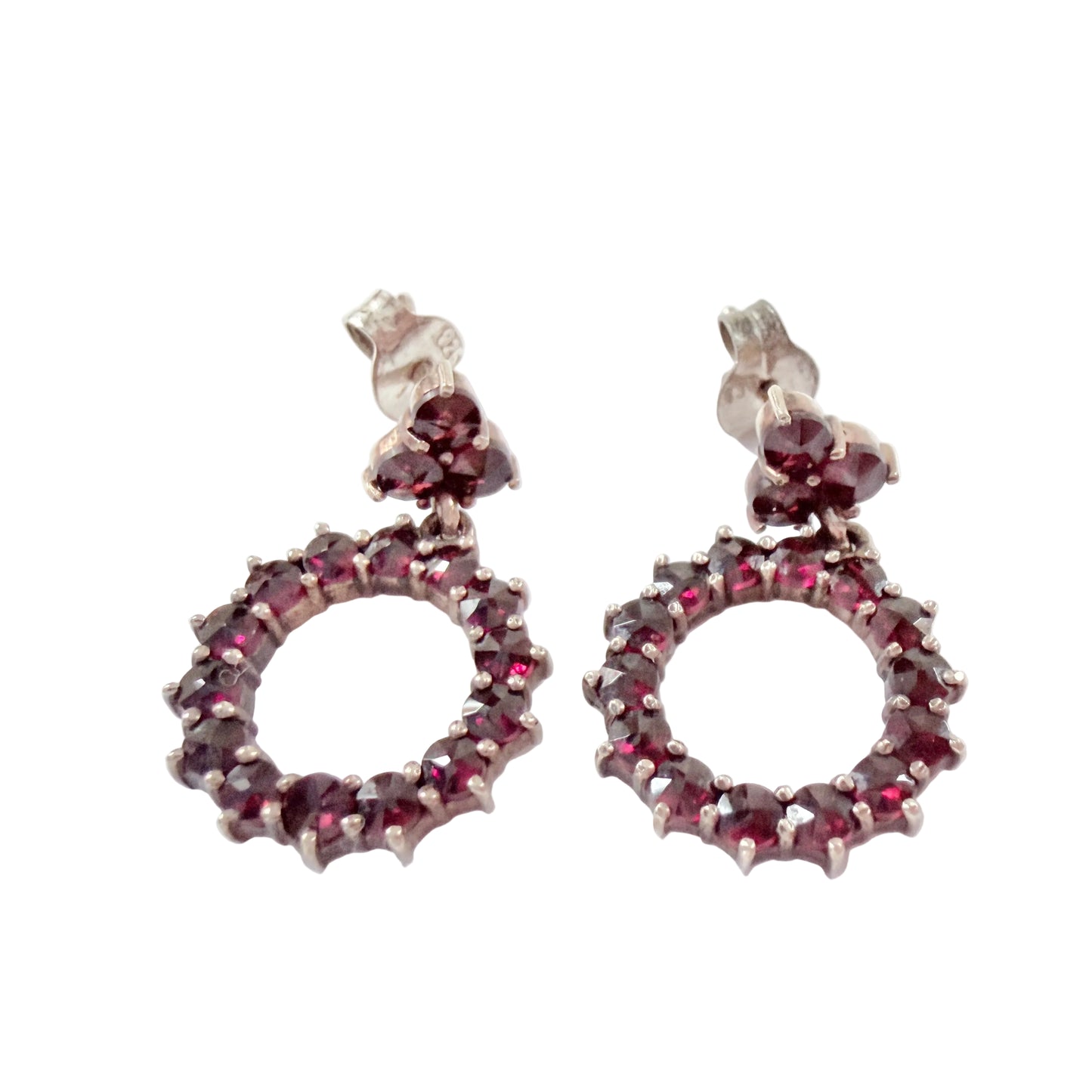 Vintage Gilt Solid Silver Garnet Earrings.