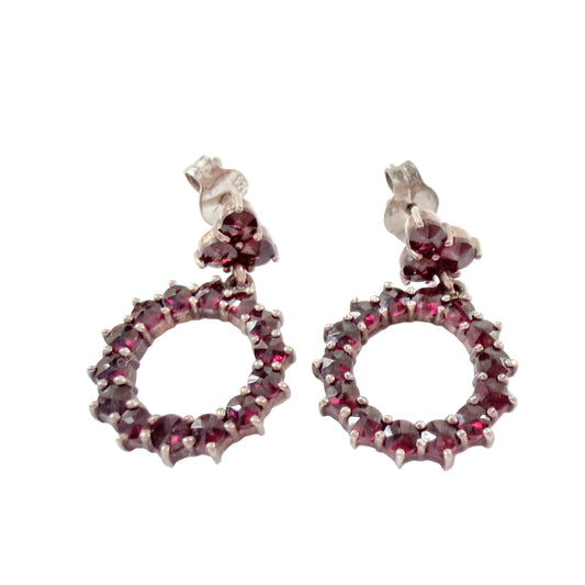 Vintage Gilt Solid Silver Garnet Earrings.